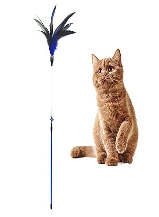 Pups&Pets Pet Cat Feather Spring Stick Teaser Kitten Interactive Bell Rod Wand Teaser Toy 1 Piece (Color May Vary) - Image 1